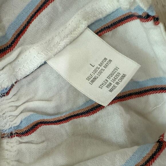 Francesca's Alanna Striped Pom Trim Tank Top Tie Front Cropped Peplum Size Large - Picture 5 of 5